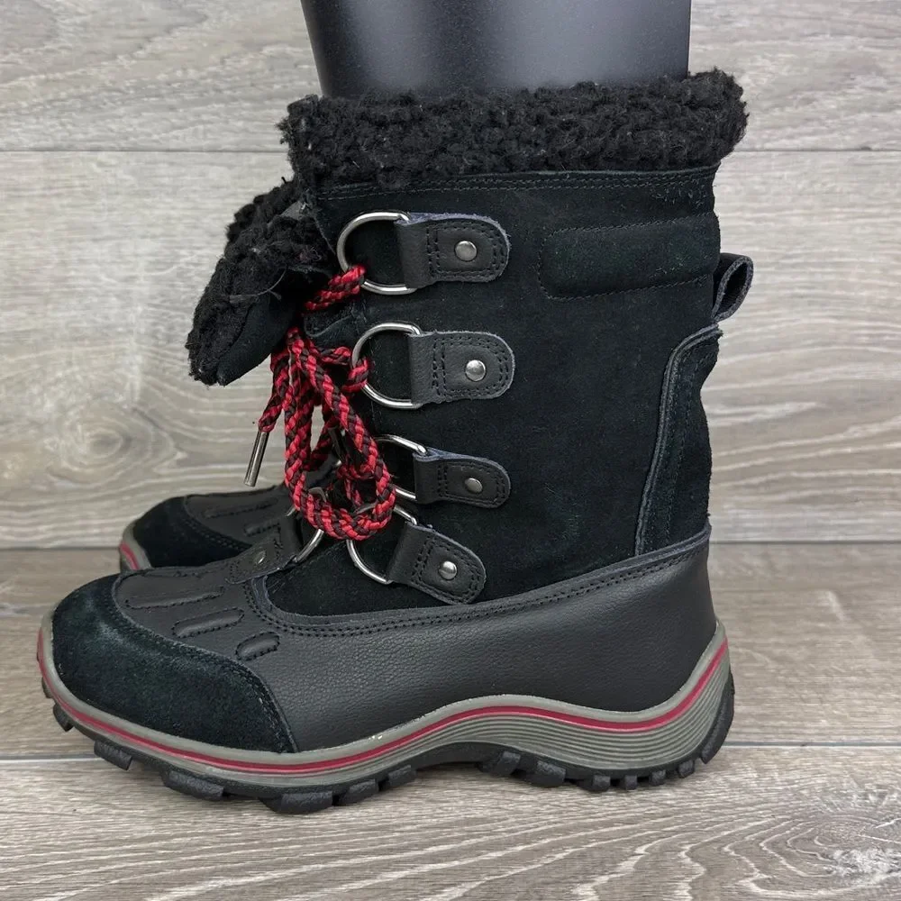 Pajar Alina Women’s Sz 7-7.5/EU 38 Black Red Warm Waterproof Snow Winter Boots